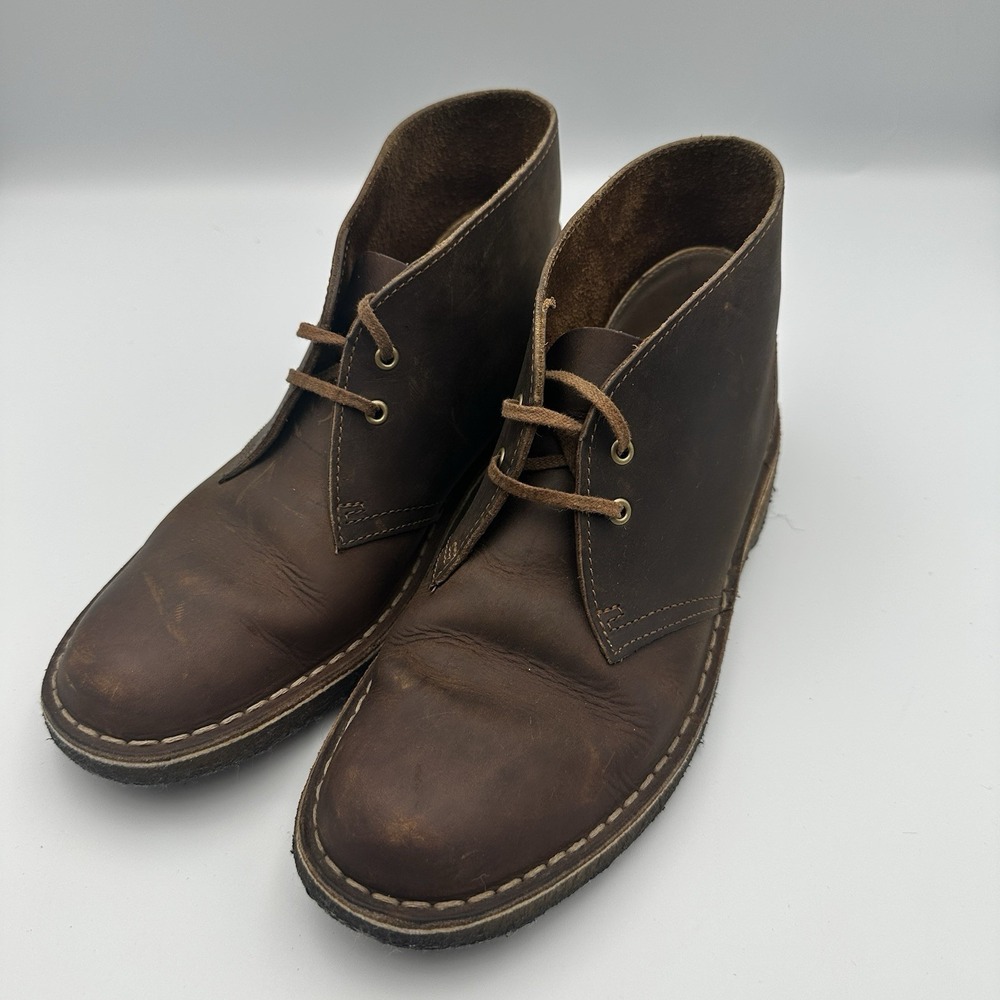 Clarks Originals 13292 Desert Chukka Boots Womens 8M Brown Oiled Leather Lace Up